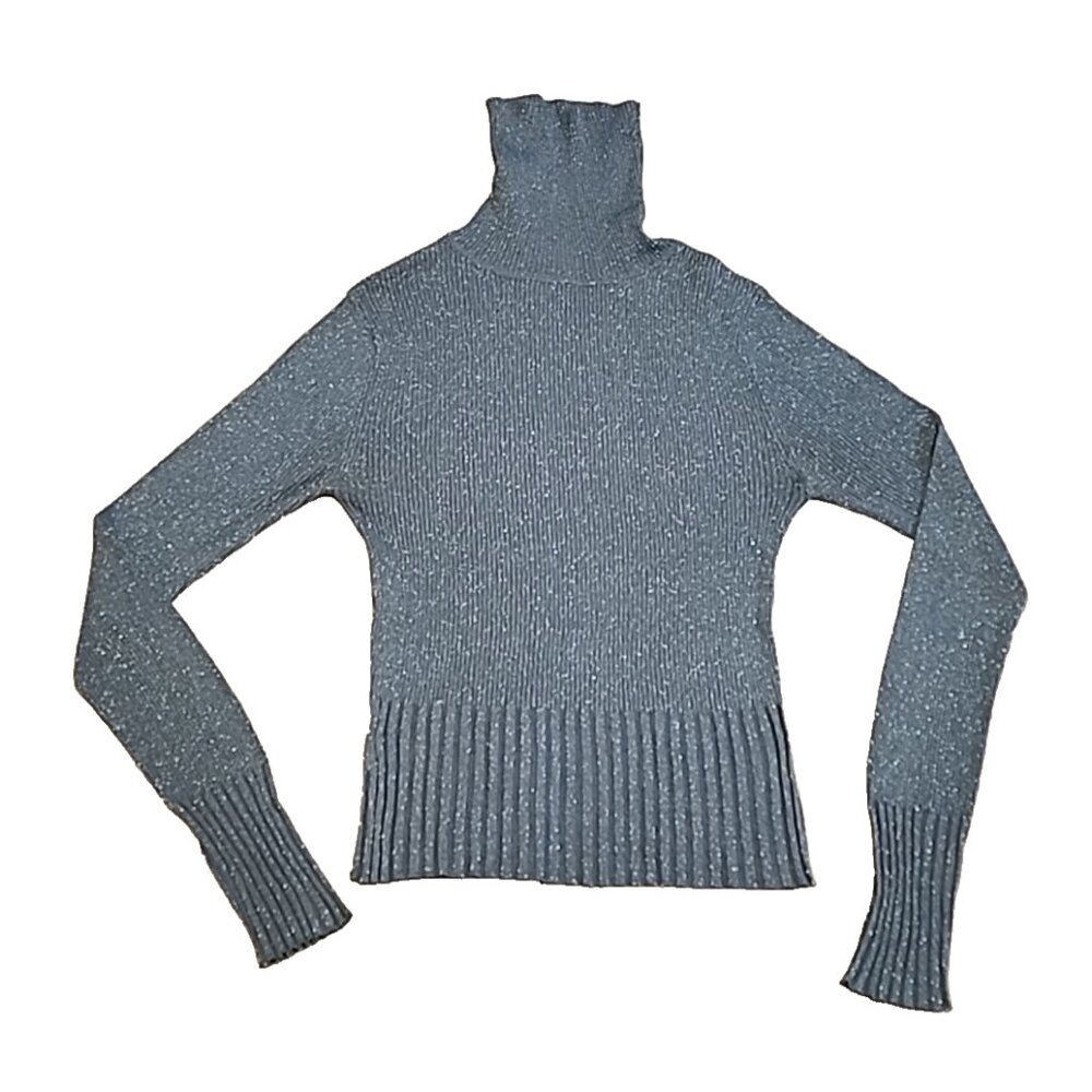 vintage BISOU BISOU Michelle Bohbot womens XS turtleneck sweater blue stretch